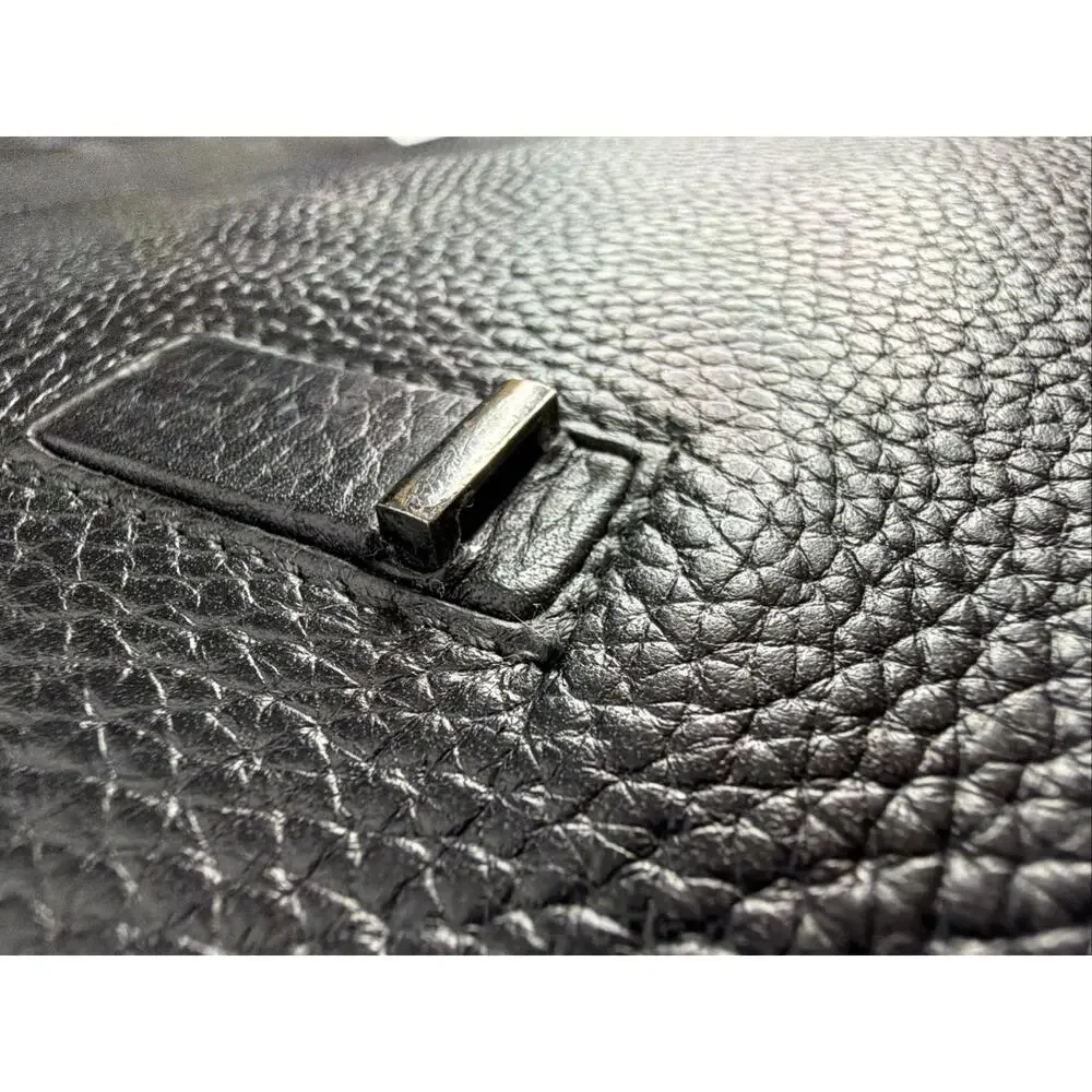 Hugo Boss Genuine Black Leather Laptop Messenger Bag Luxury Work Crossbody Satch